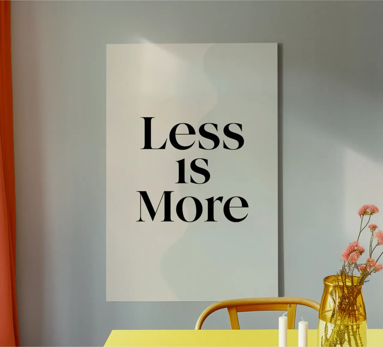 Less is More on Gradient Beige Background canvas with Floater frame by DesignDoodle