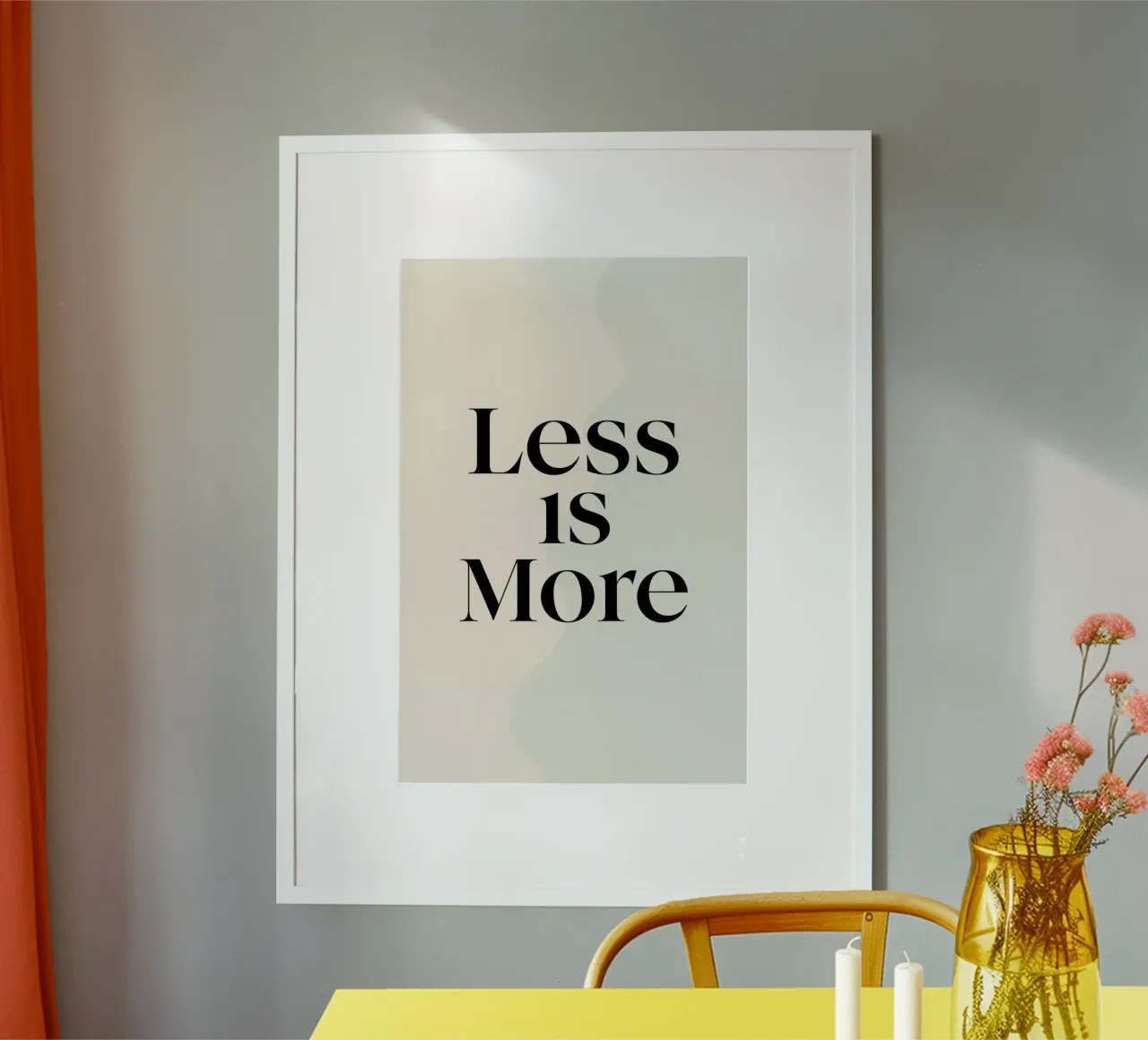 Less is More on Gradient Beige Background poster by DesignDoodle