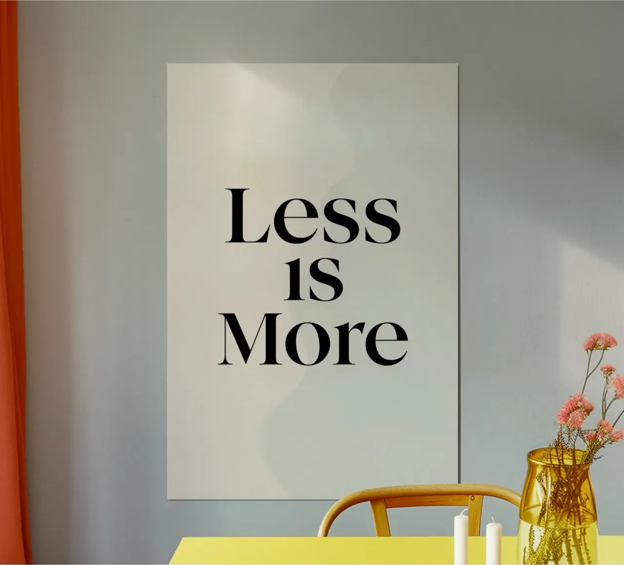 Less is More on Gradient Beige Background poster by DesignDoodle