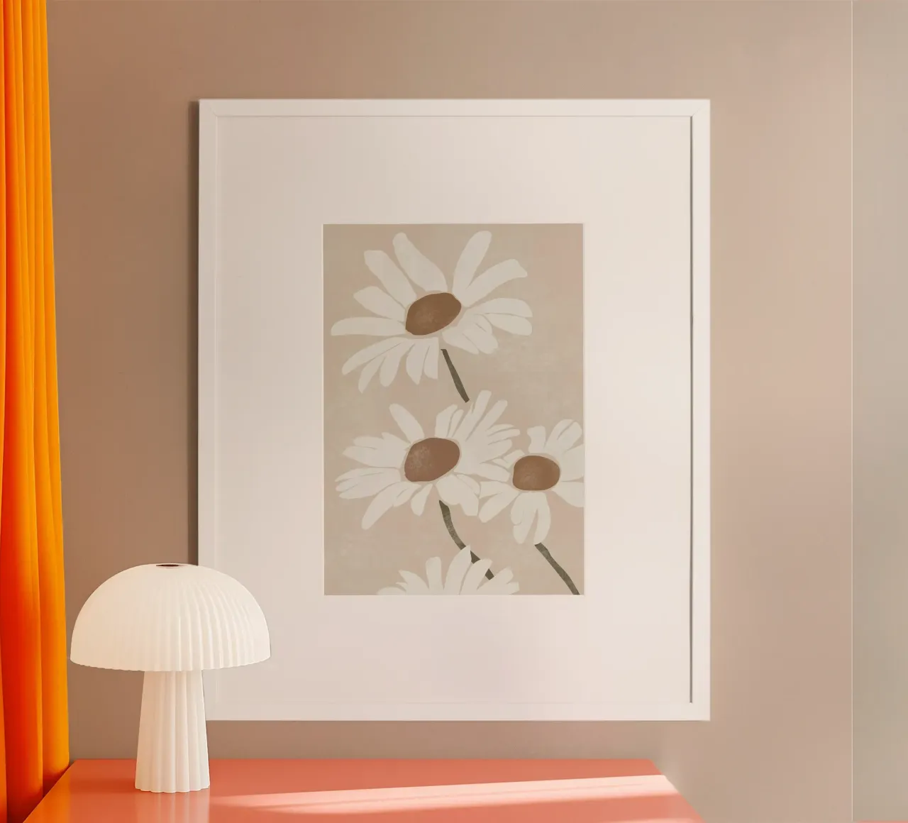 Margherite semplici poster con telaio in legno da LeaDArt