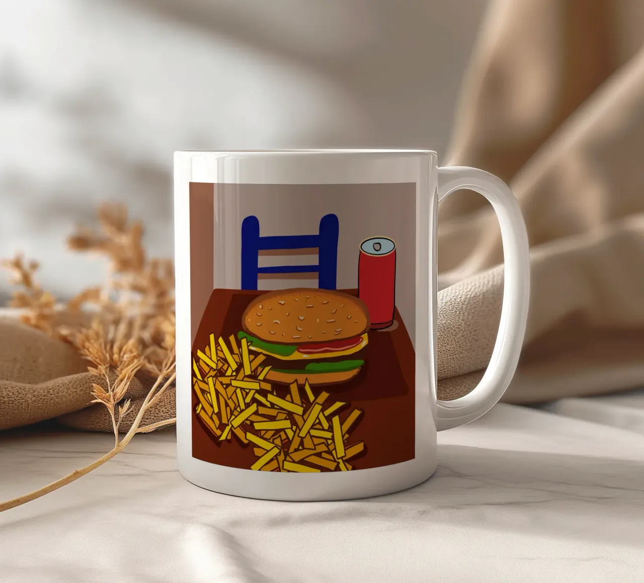 Hamburger e patate tazza in ceramica da gulsengunel