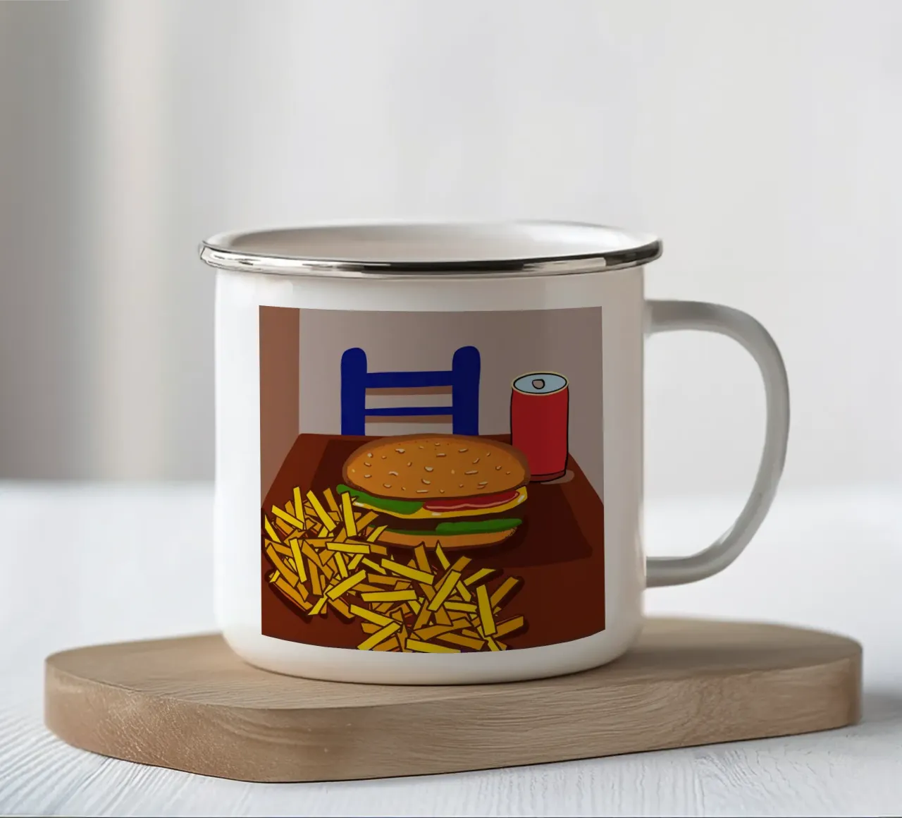 Hamburger e patate tazza in smalto da gulsengunel