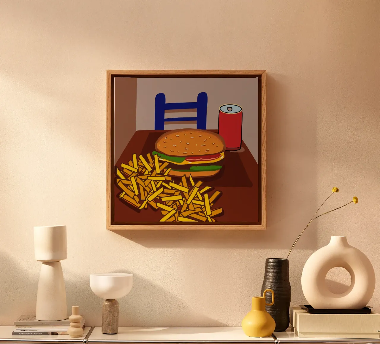 Hamburger e patate tela con Cornice a cassetta da gulsengunel