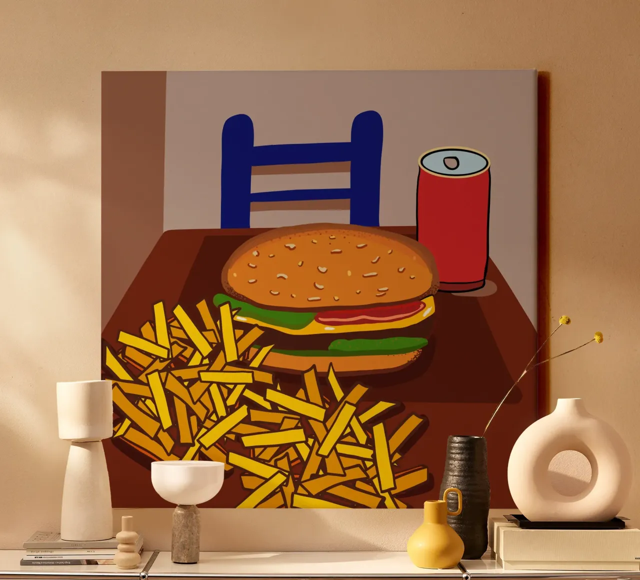 Hamburger e patate tela con Cornice a cassetta da gulsengunel