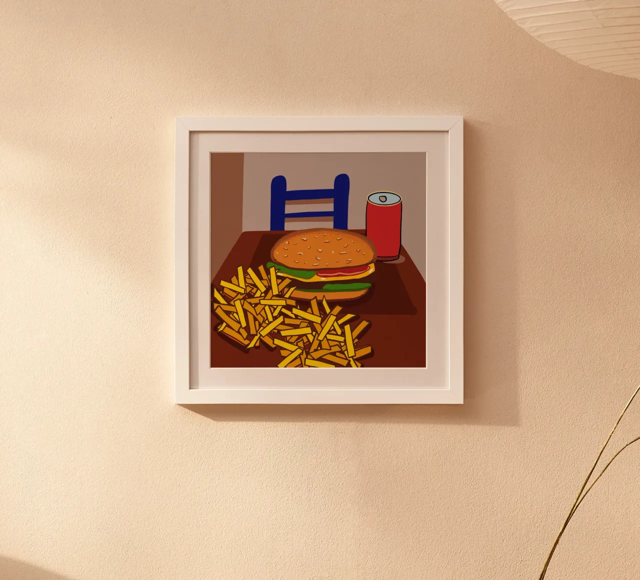 Hamburger e patate poster con telaio in legno da gulsengunel