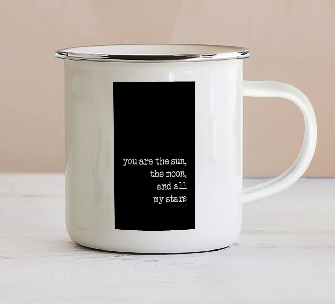 sun, moon stars tazza in smalto da Ingrid Beddoes