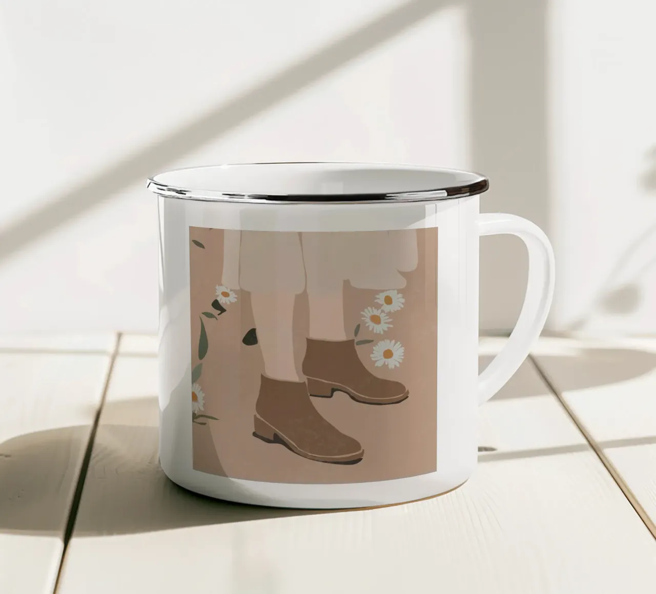 Stivali e margherite tazza in smalto da LeaDArt