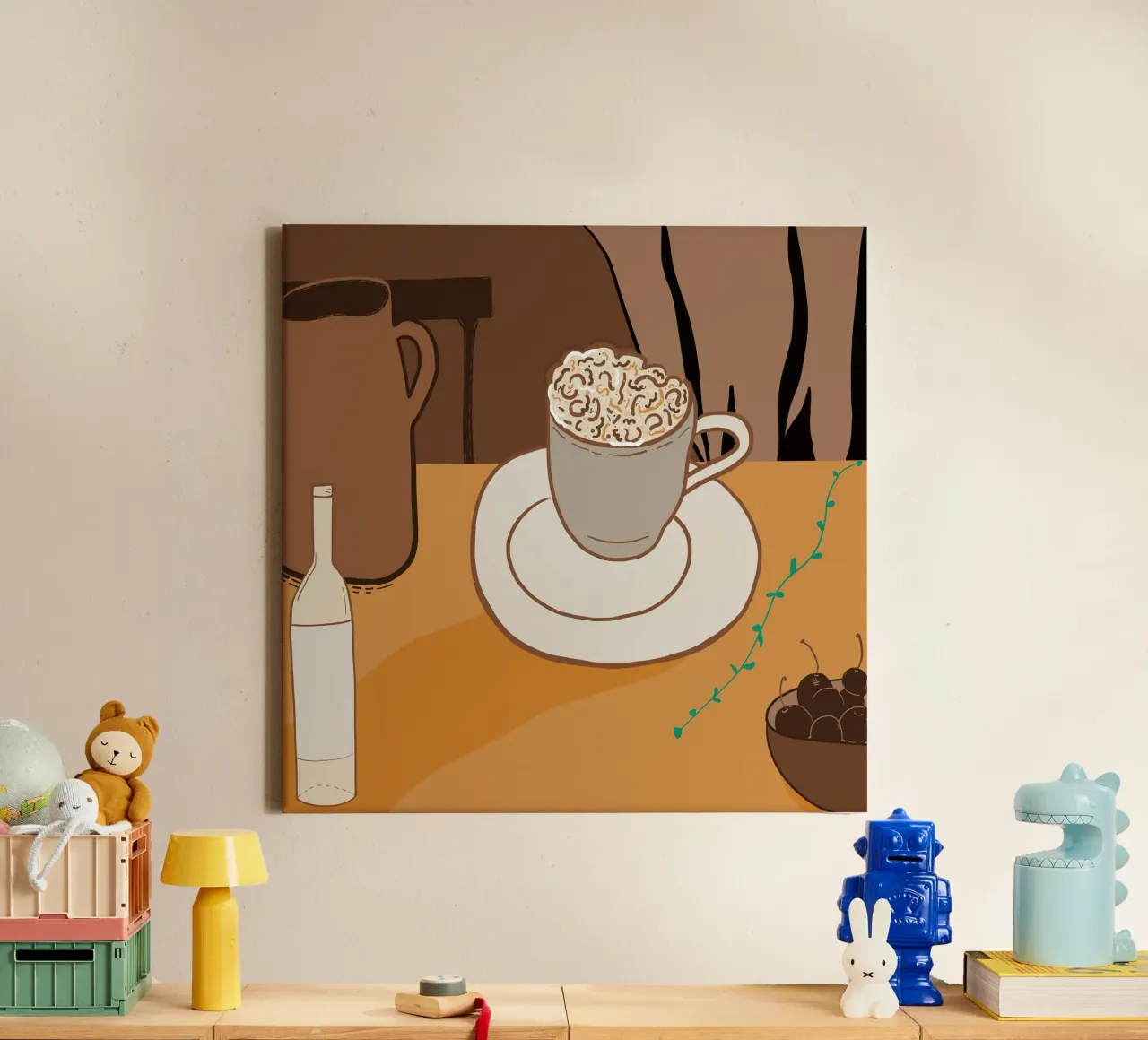 Coffee time canvas with Floater frame by gulsengunel