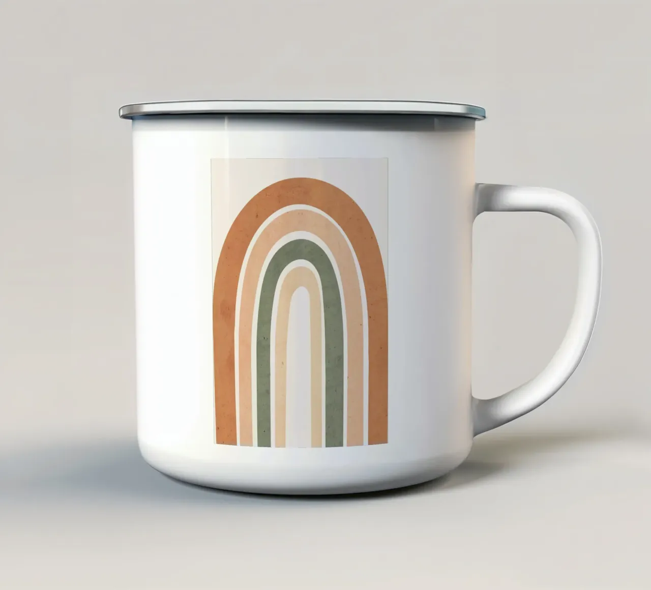 Arcobaleno in tonalità terra tazza in smalto da LeaDArt