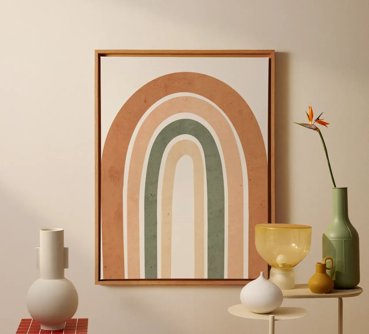 Arcobaleno in tonalità terra tela con Cornice a cassetta da LeaDArt