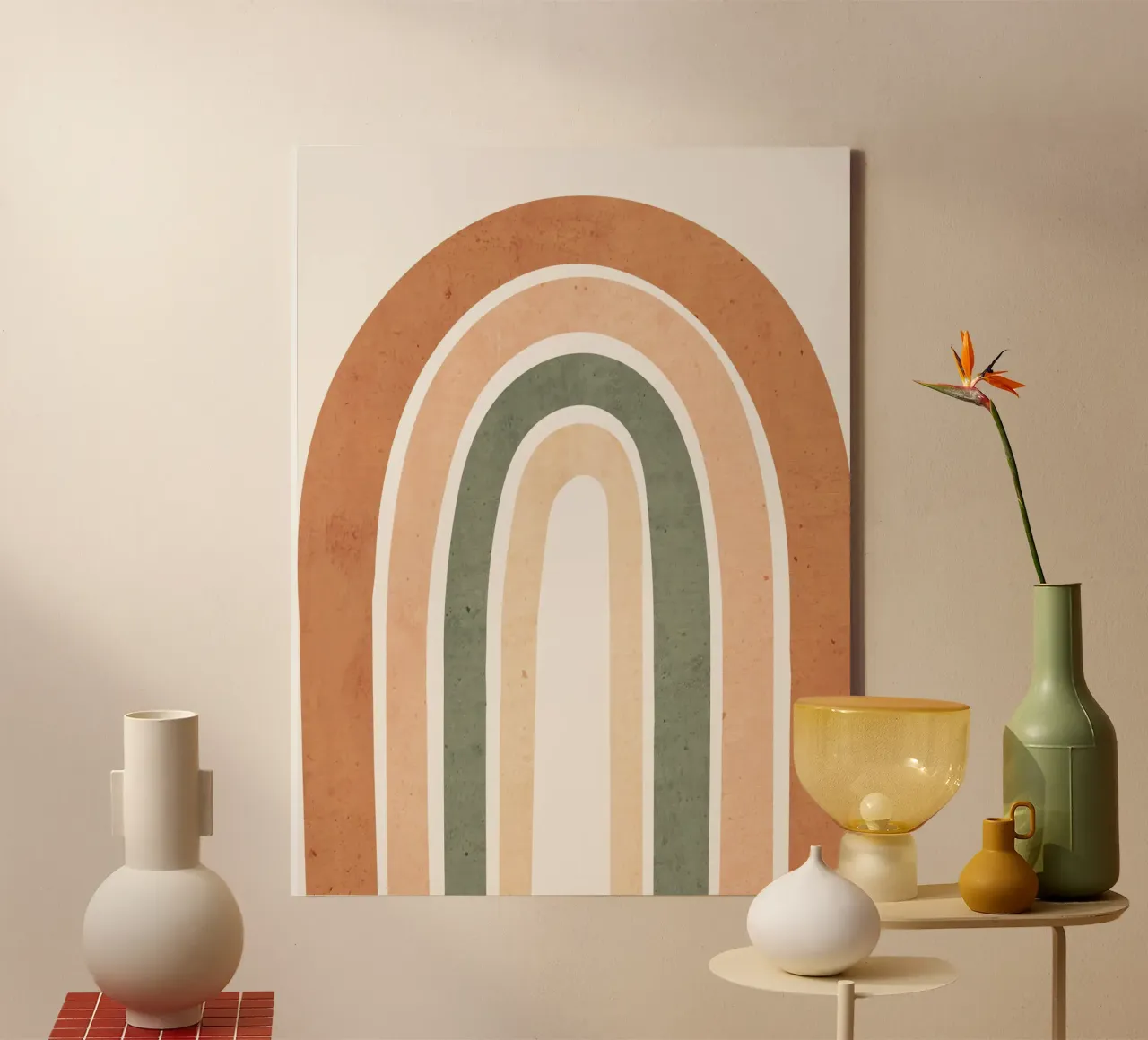 Arcobaleno in tonalità terra tela con Cornice a cassetta da LeaDArt