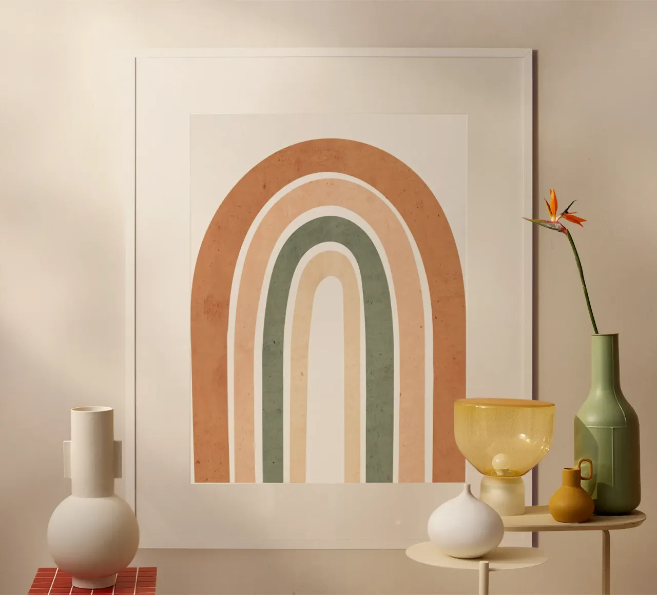 Arcobaleno in tonalità terra poster con telaio in plastica da LeaDArt