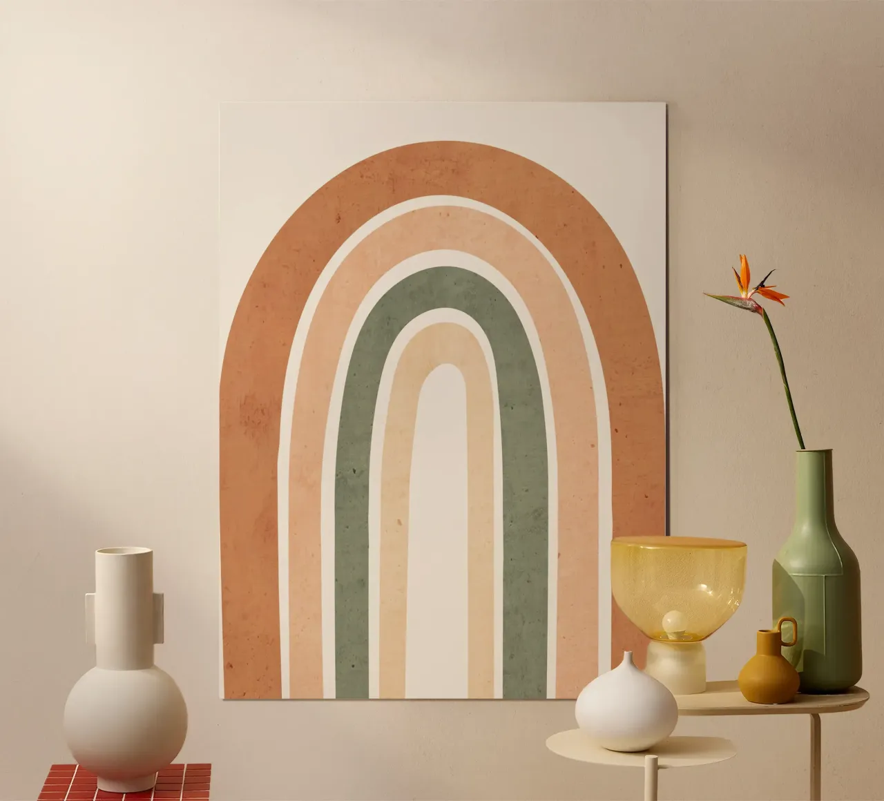 Arcobaleno in tonalità terra poster con telaio in plastica da LeaDArt