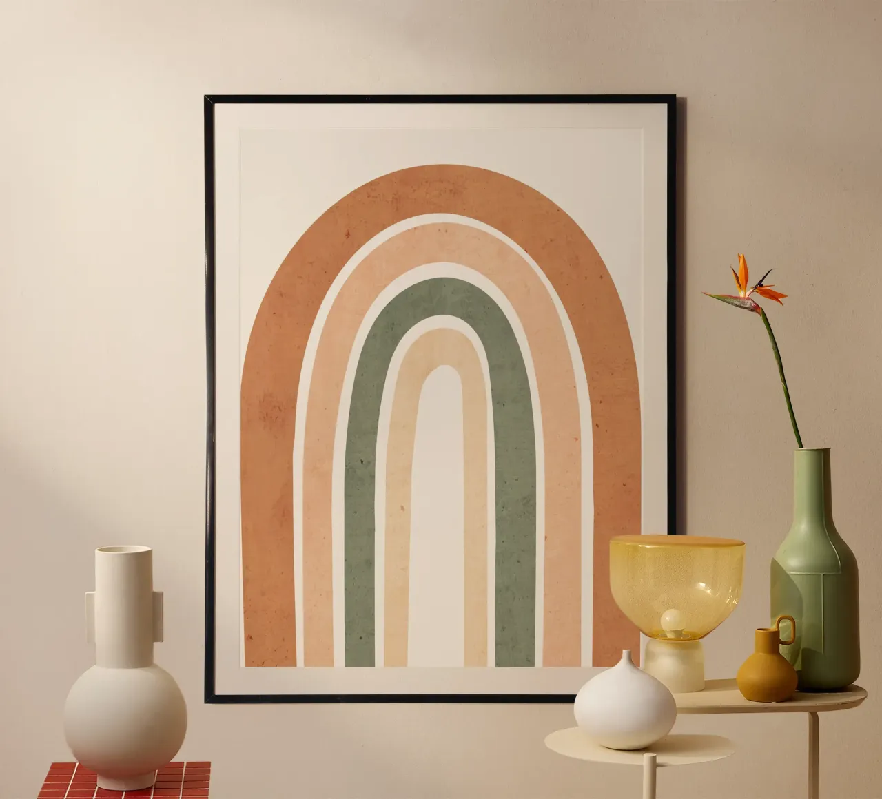 Arcobaleno in tonalità terra poster con telaio in plastica da LeaDArt