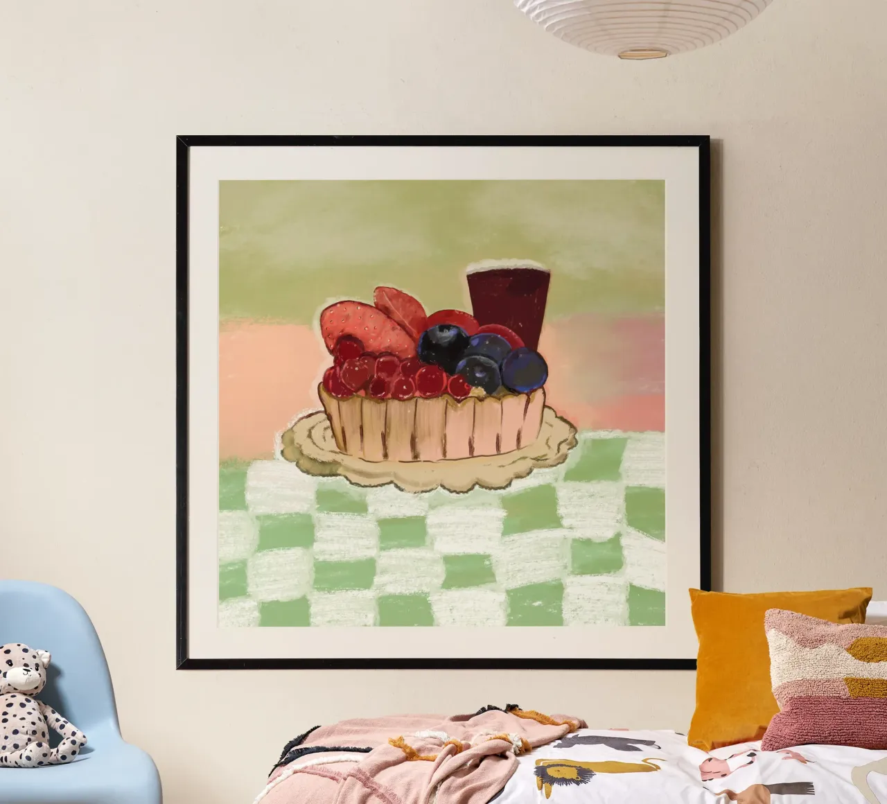Torta ai frutti di bosco poster con telaio in alluminio da gulsengunel