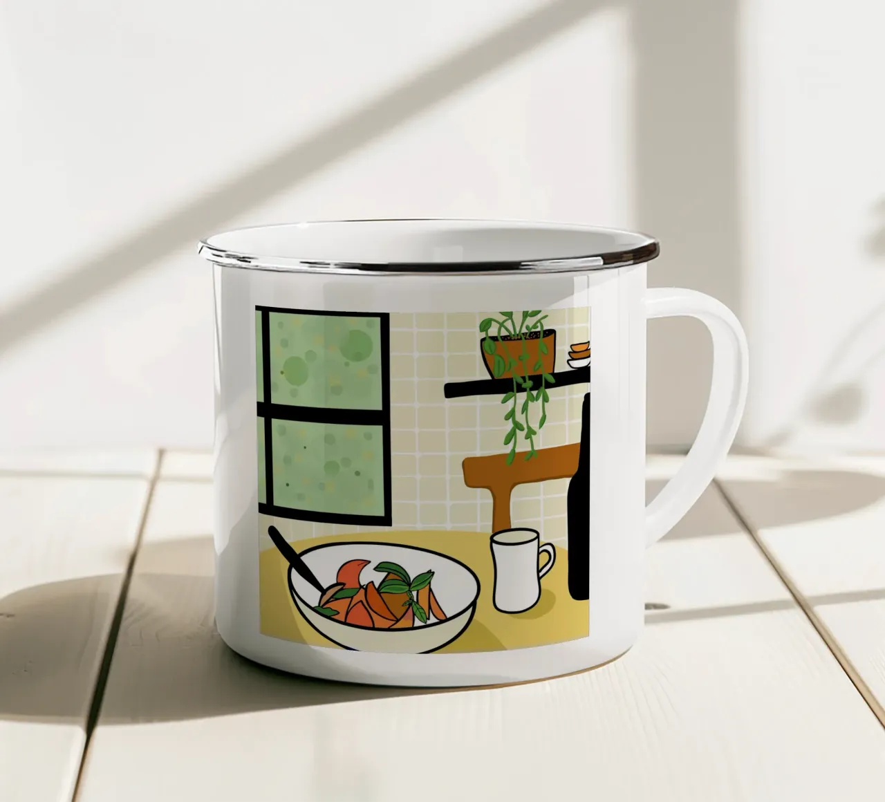 Cucina e piatto completo tazza in smalto da gulsengunel