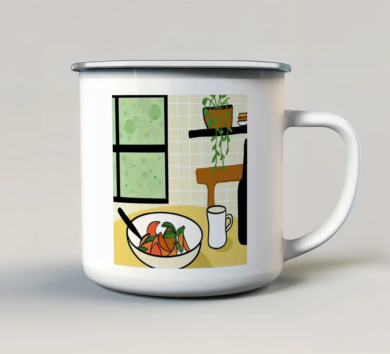 Cucina e piatto completo tazza in smalto da gulsengunel