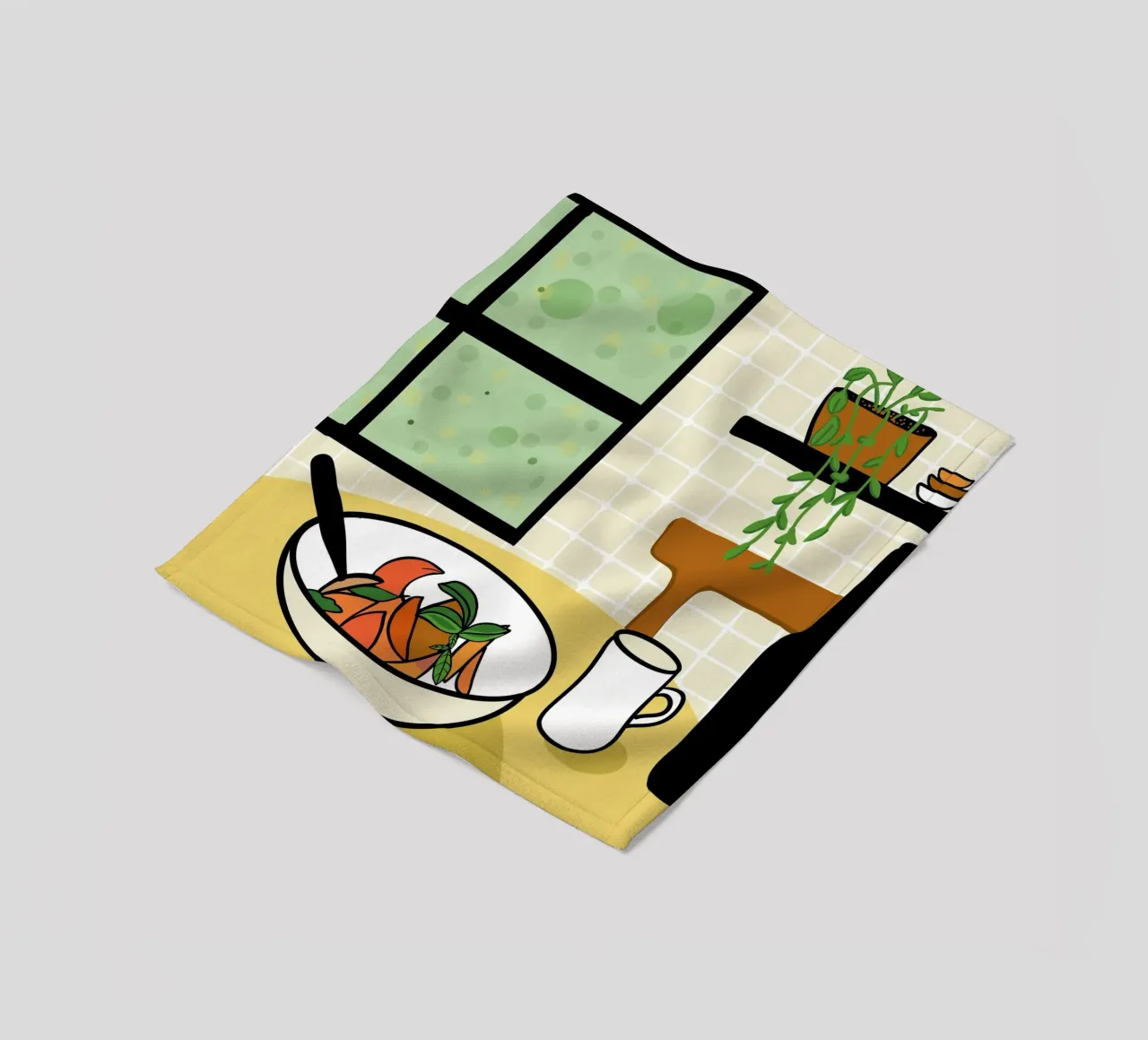 Cucina e piatto completo coperta in pile da gulsengunel