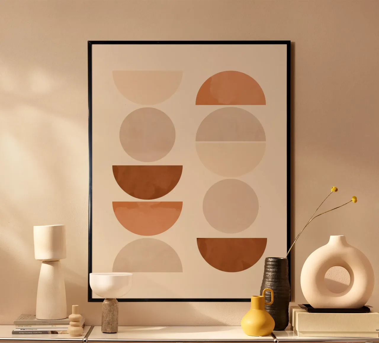 Forme in tonalità terra poster con telaio in legno da LeaDArt