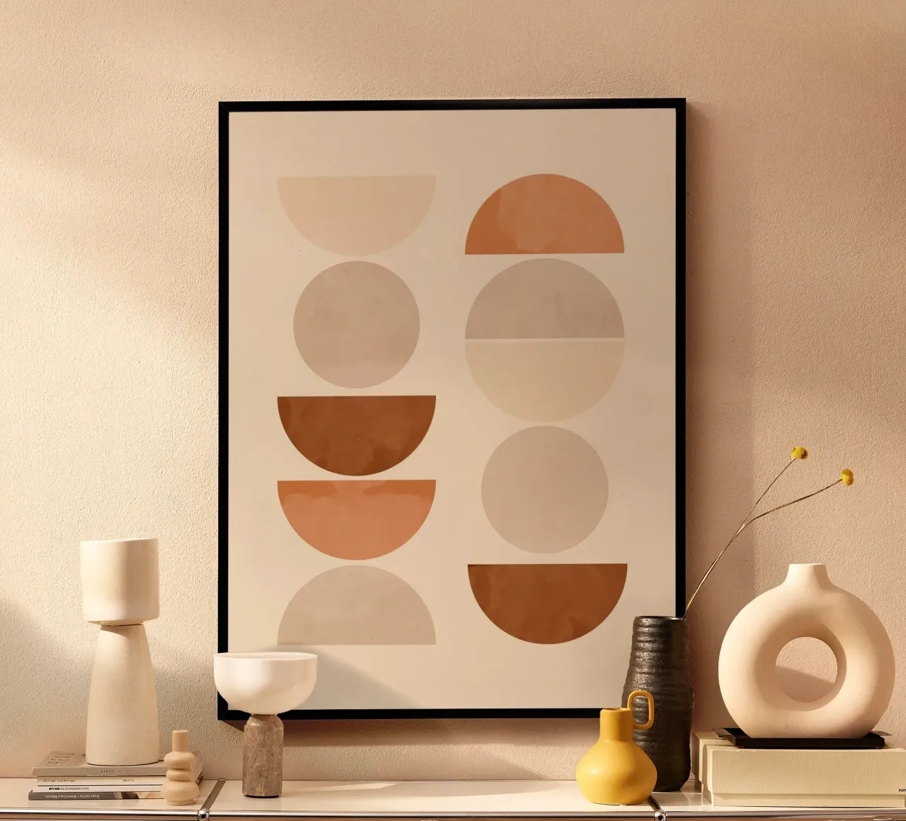 Forme in tonalità terra poster con telaio in legno da LeaDArt