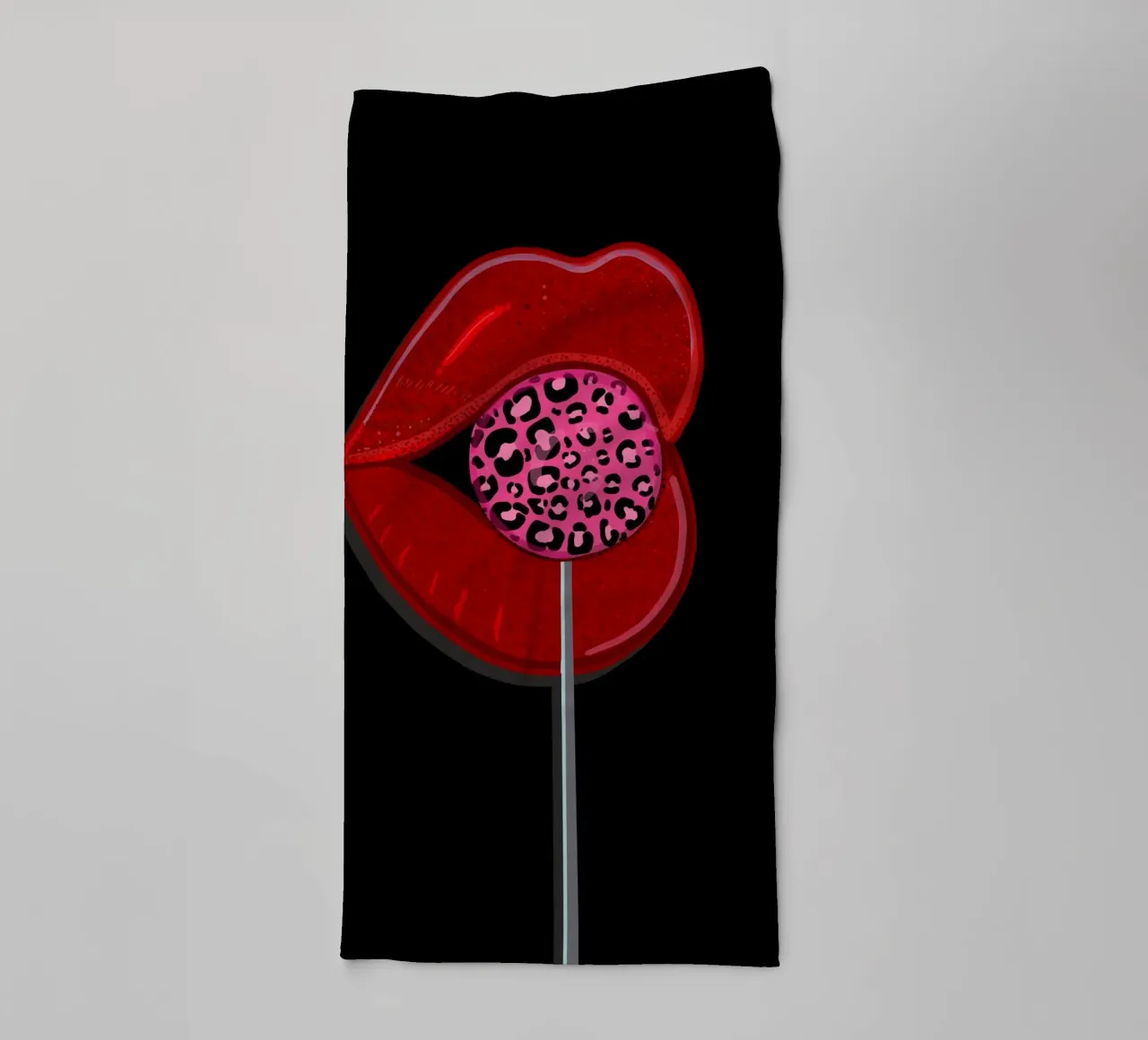 Leopard candy with shining lips towel by gulsengunel
