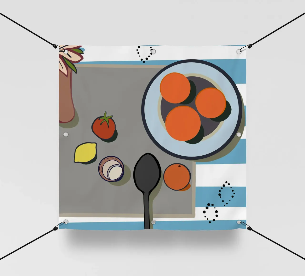 Orangen, Zitrone und Tomate PVC Plane von gulsengunel