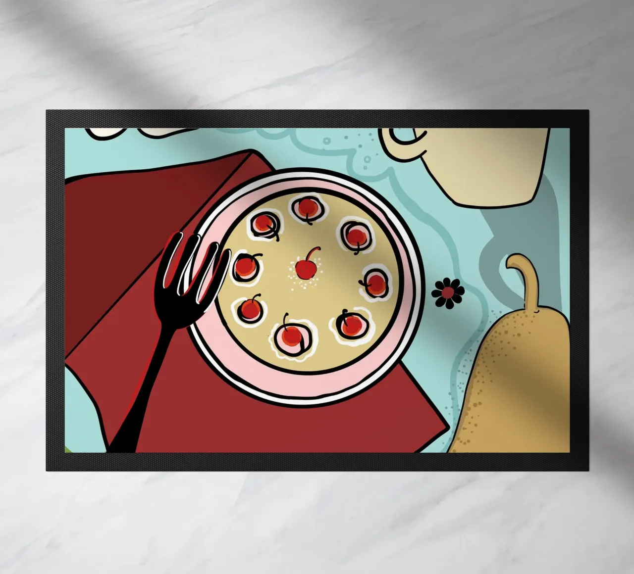 Pizza disegnata a mano zerbino da gulsengunel