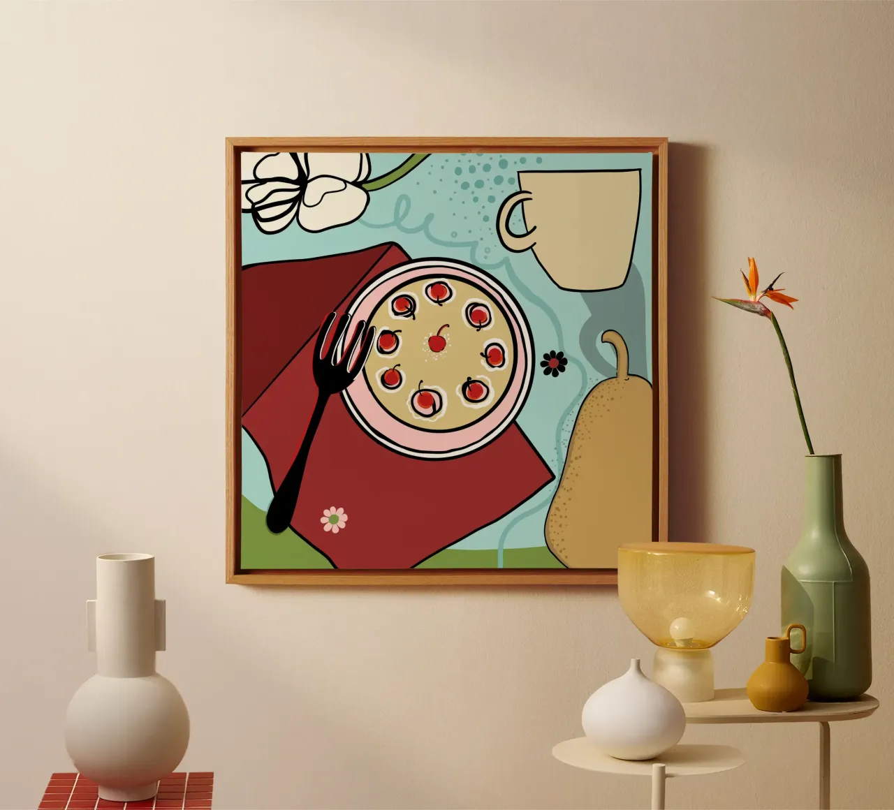 Pizza dessinée à la main toile avec Caisse américaine de gulsengunel