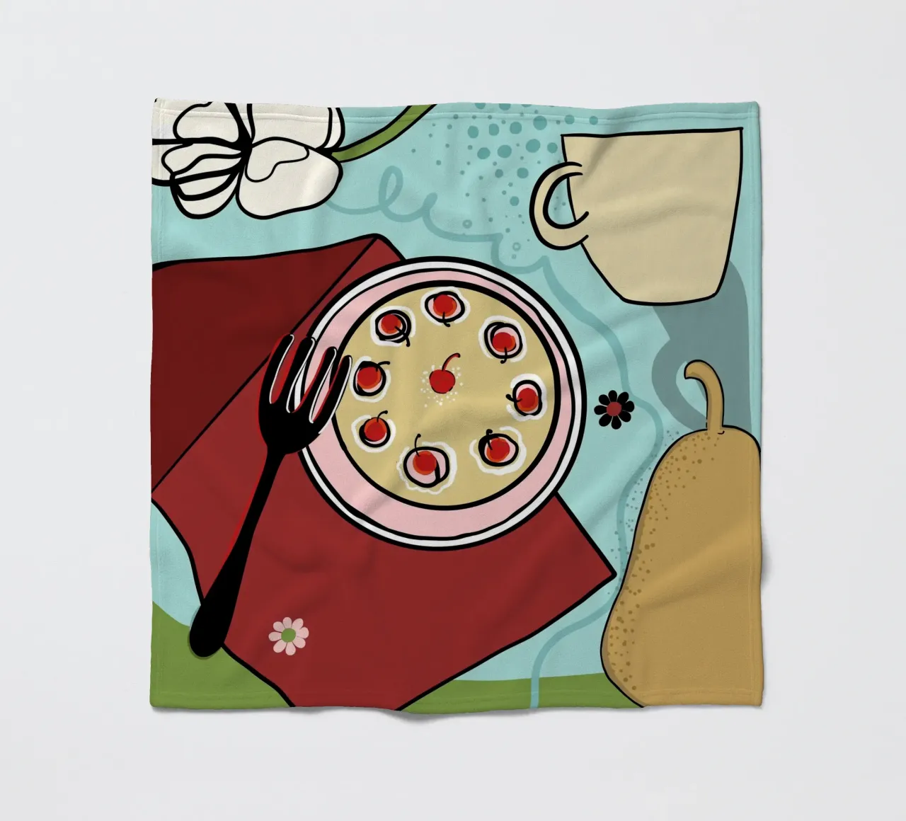Pizza disegnata a mano coperta in pile da gulsengunel