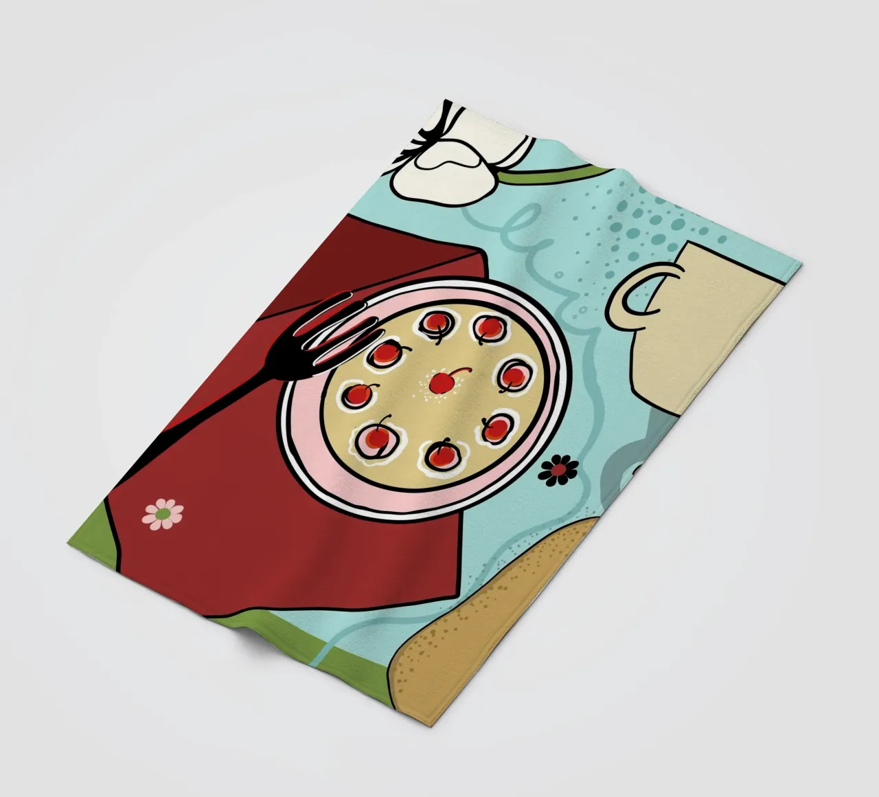 Pizza disegnata a mano coperta in pile da gulsengunel
