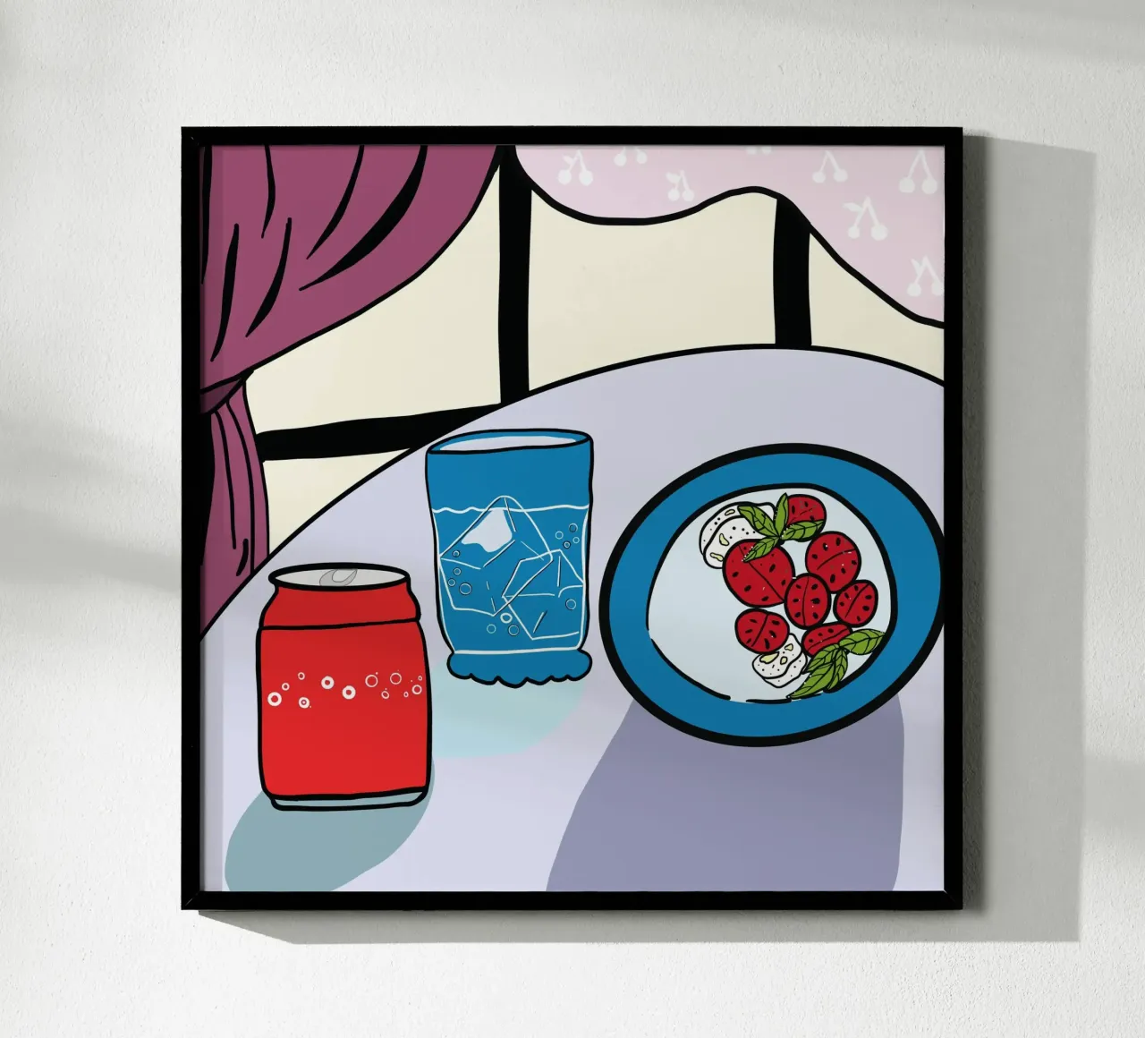 Pomodori e formaggio poster con telaio in alluminio da gulsengunel