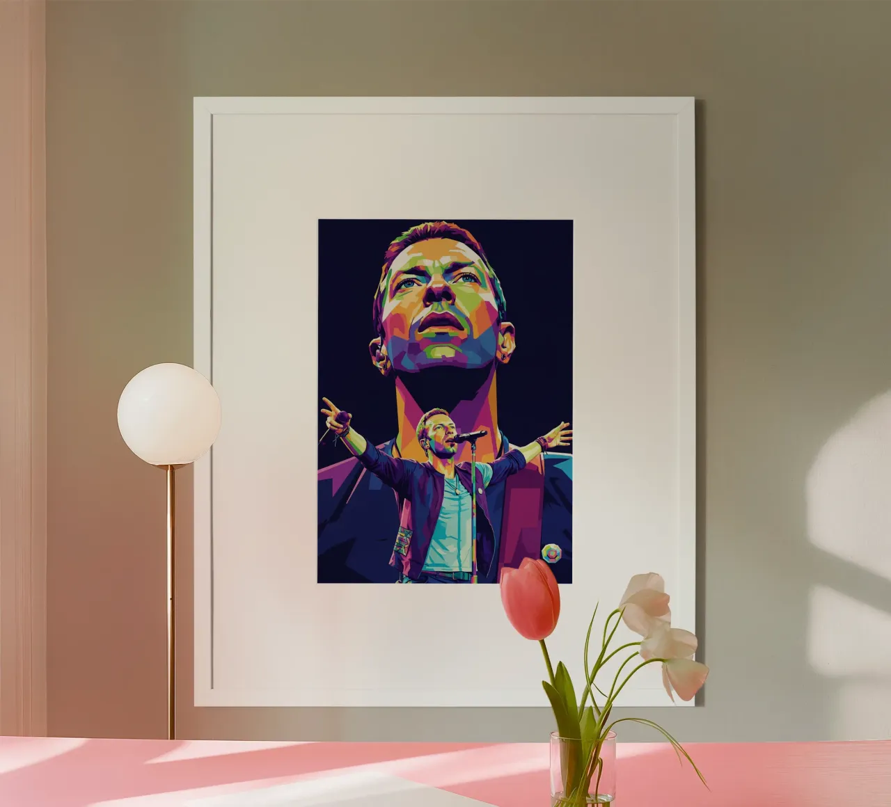 Chris Martin - Coldplay #1 poster con telaio in legno da Hantamrata