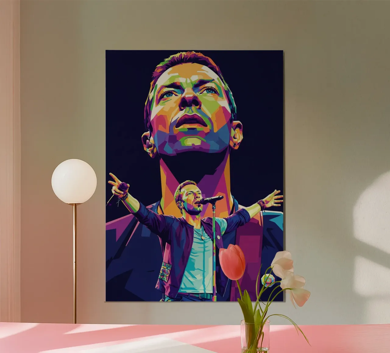 Chris Martin - Coldplay #1 poster con telaio in legno da Hantamrata