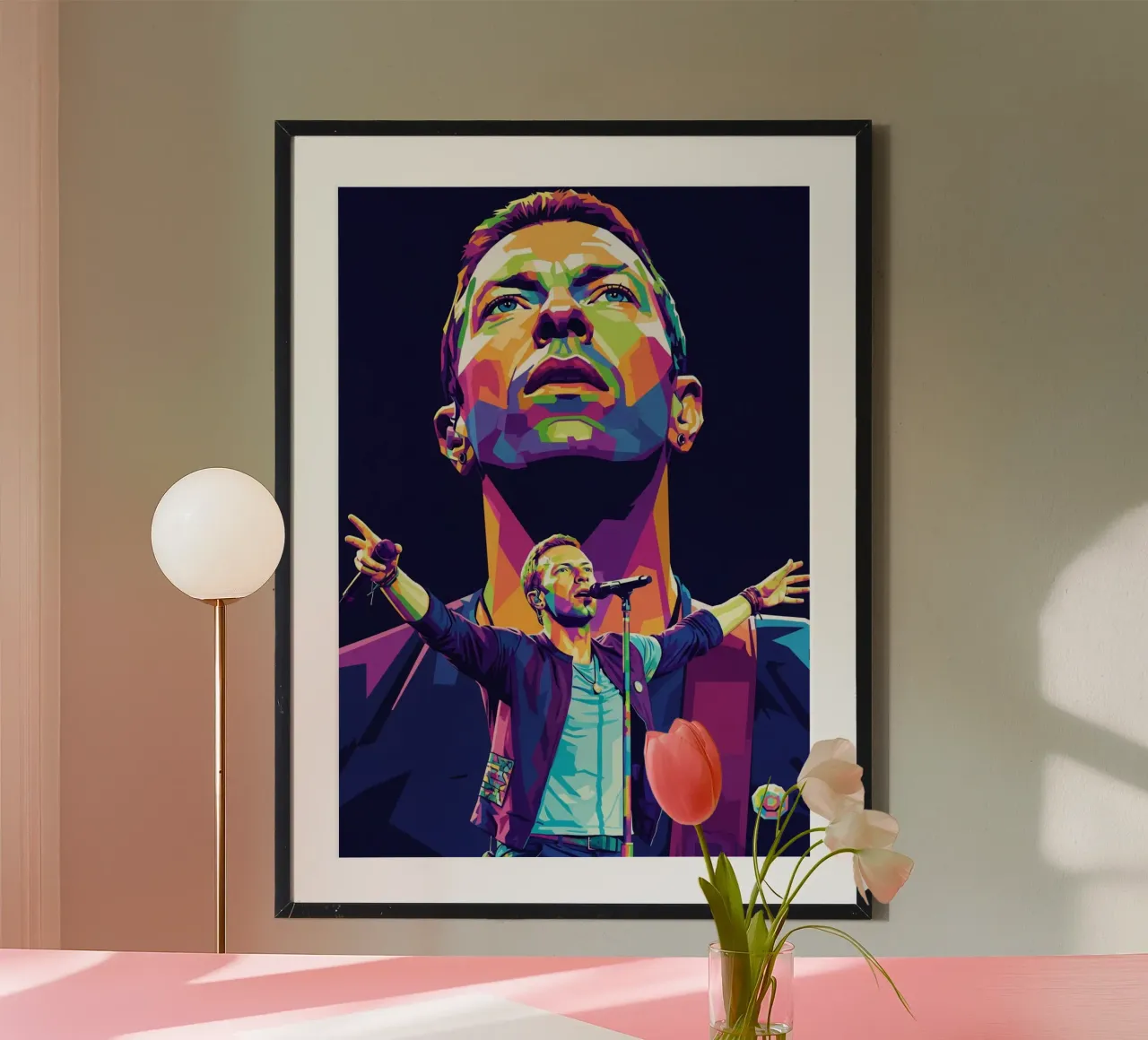 Chris Martin - Coldplay #1 poster con telaio in legno da Hantamrata