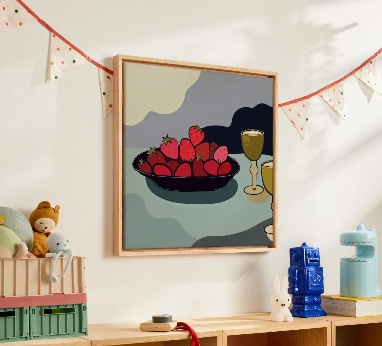Illustrazione di una natura morta di fragole tela con Cornice a cassetta da gulsengunel