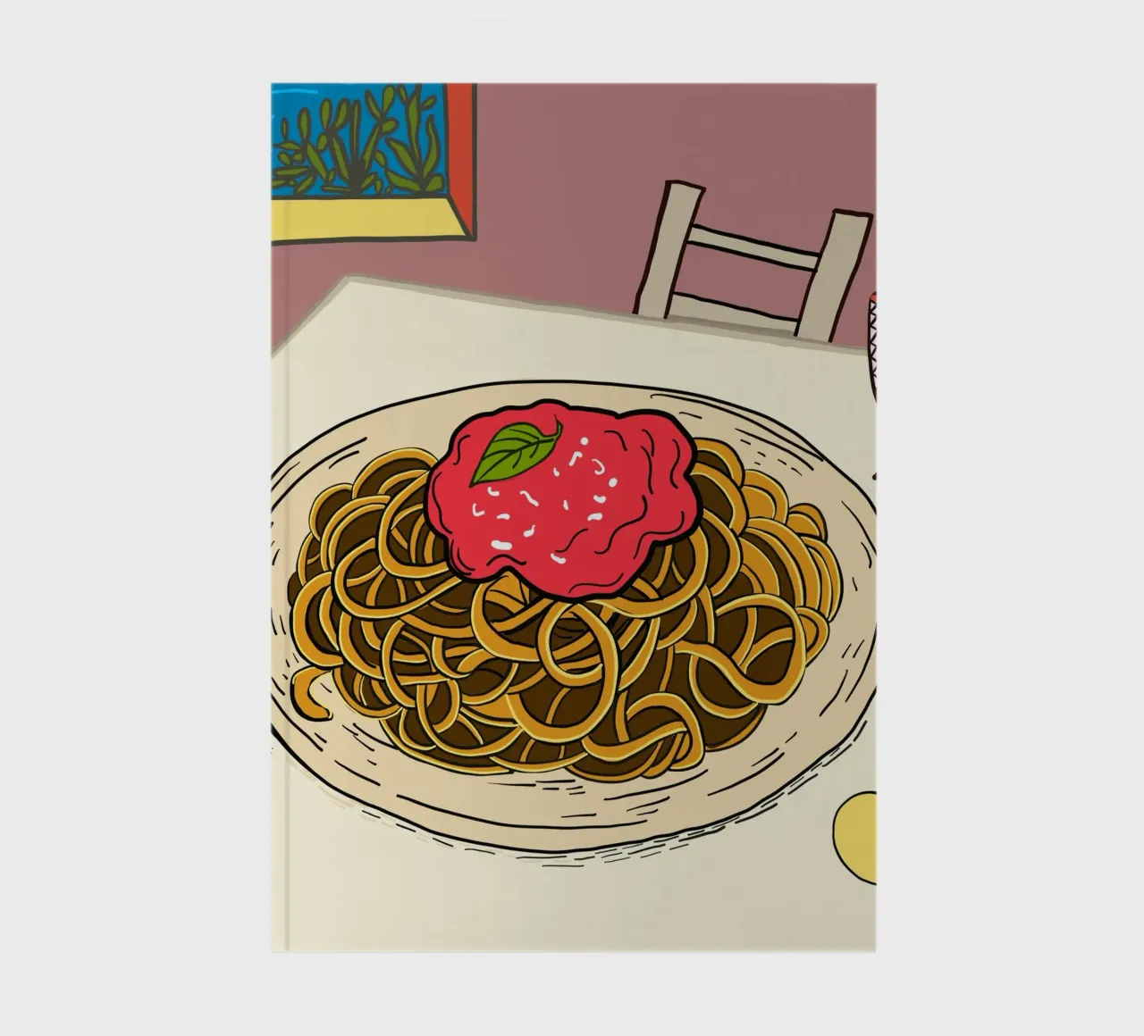 Delicious spaghetti on the table notebook by gulsengunel