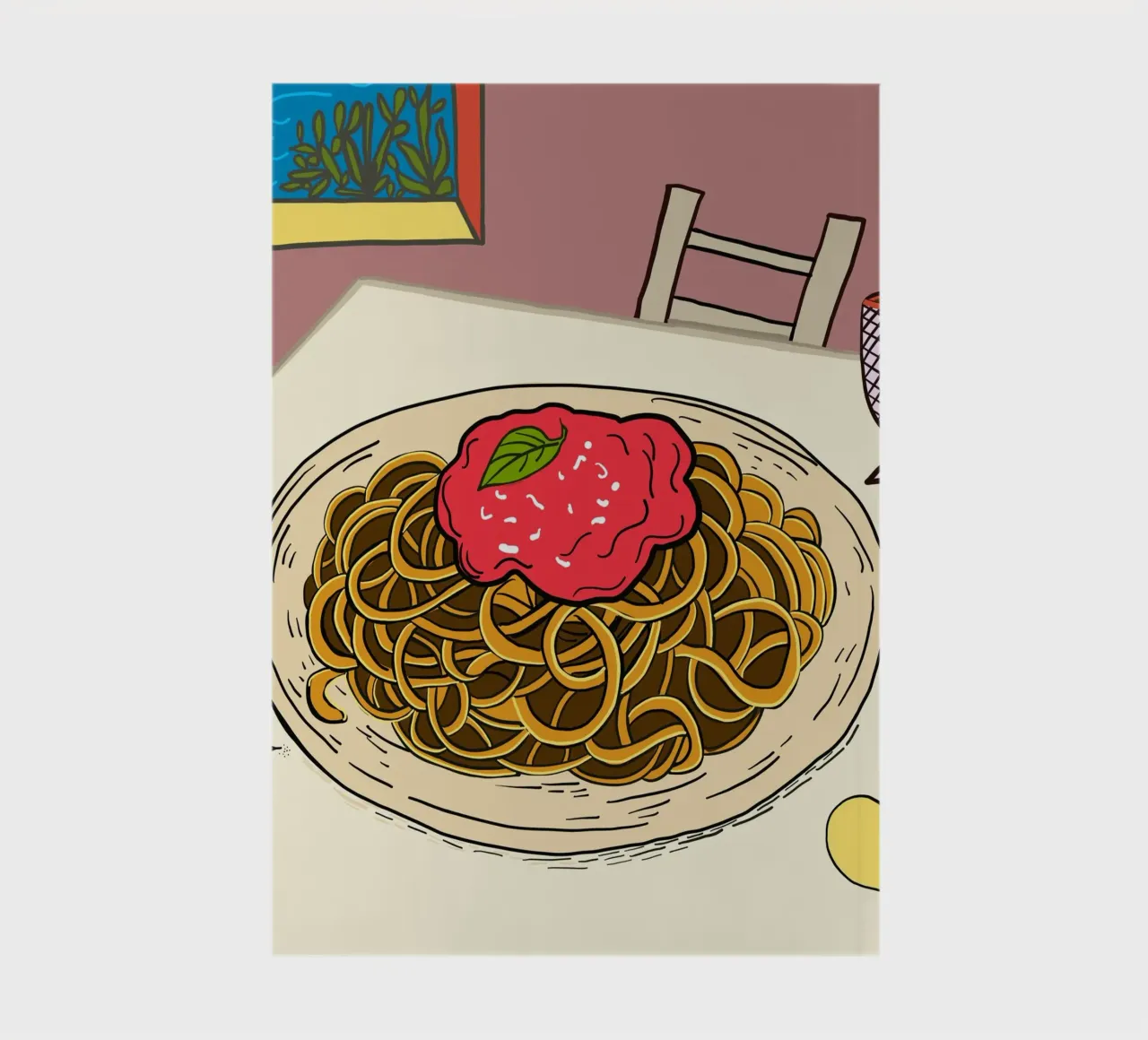Delicious spaghetti on the table notebook by gulsengunel