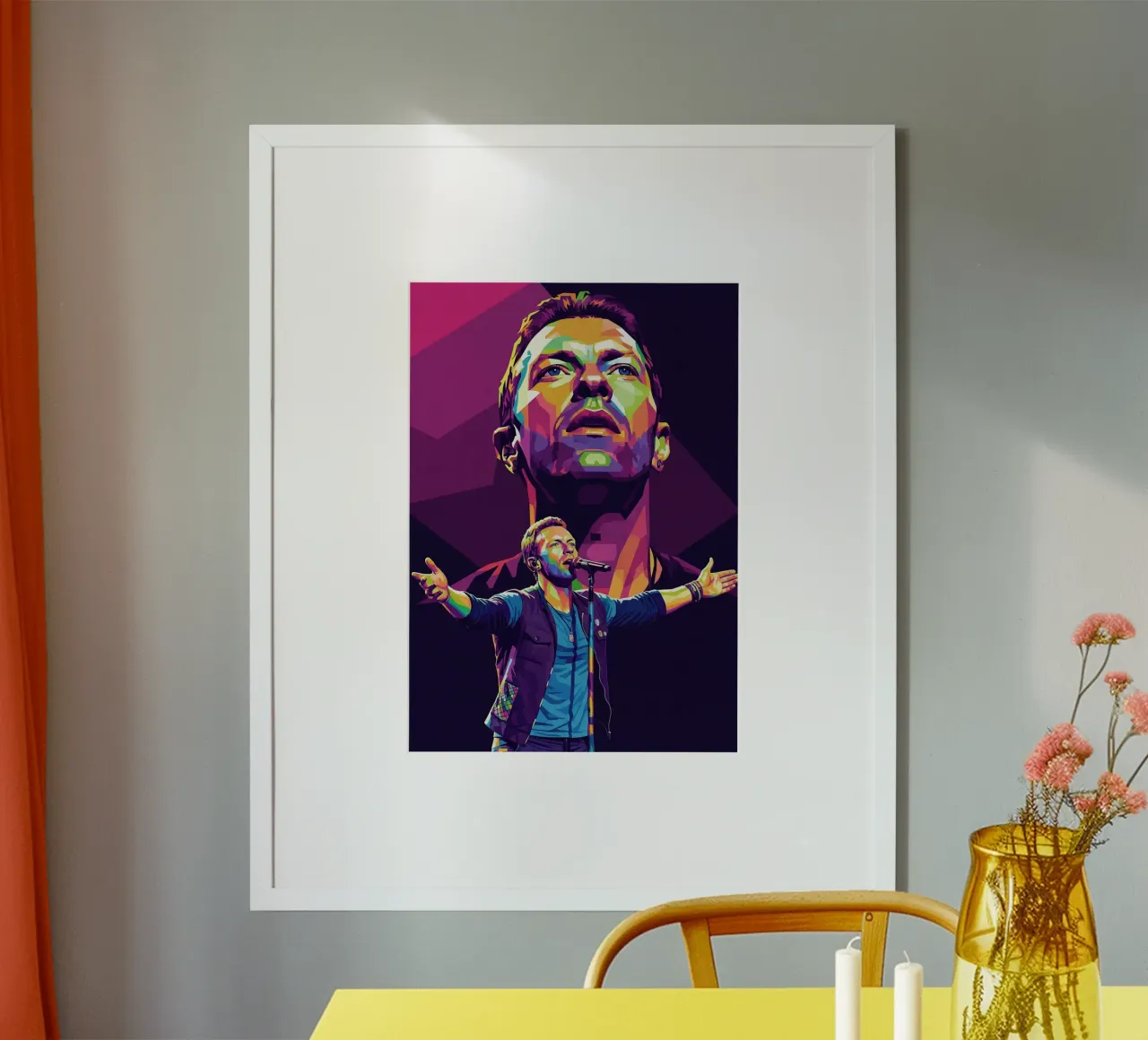 Chris Martin - Coldplay #3 poster con telaio in legno da Hantamrata
