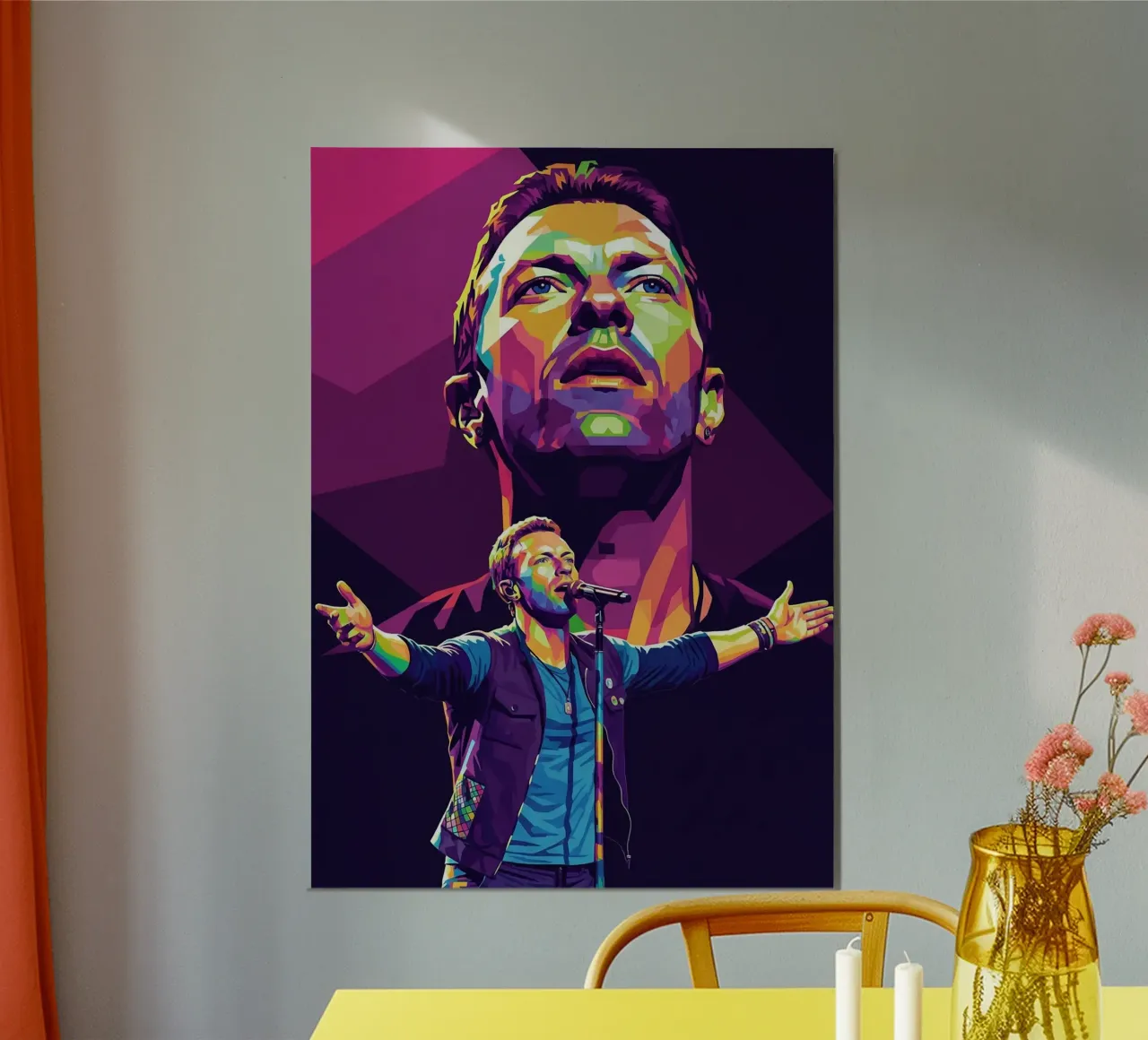 Chris Martin - Coldplay #3 poster con telaio in legno da Hantamrata