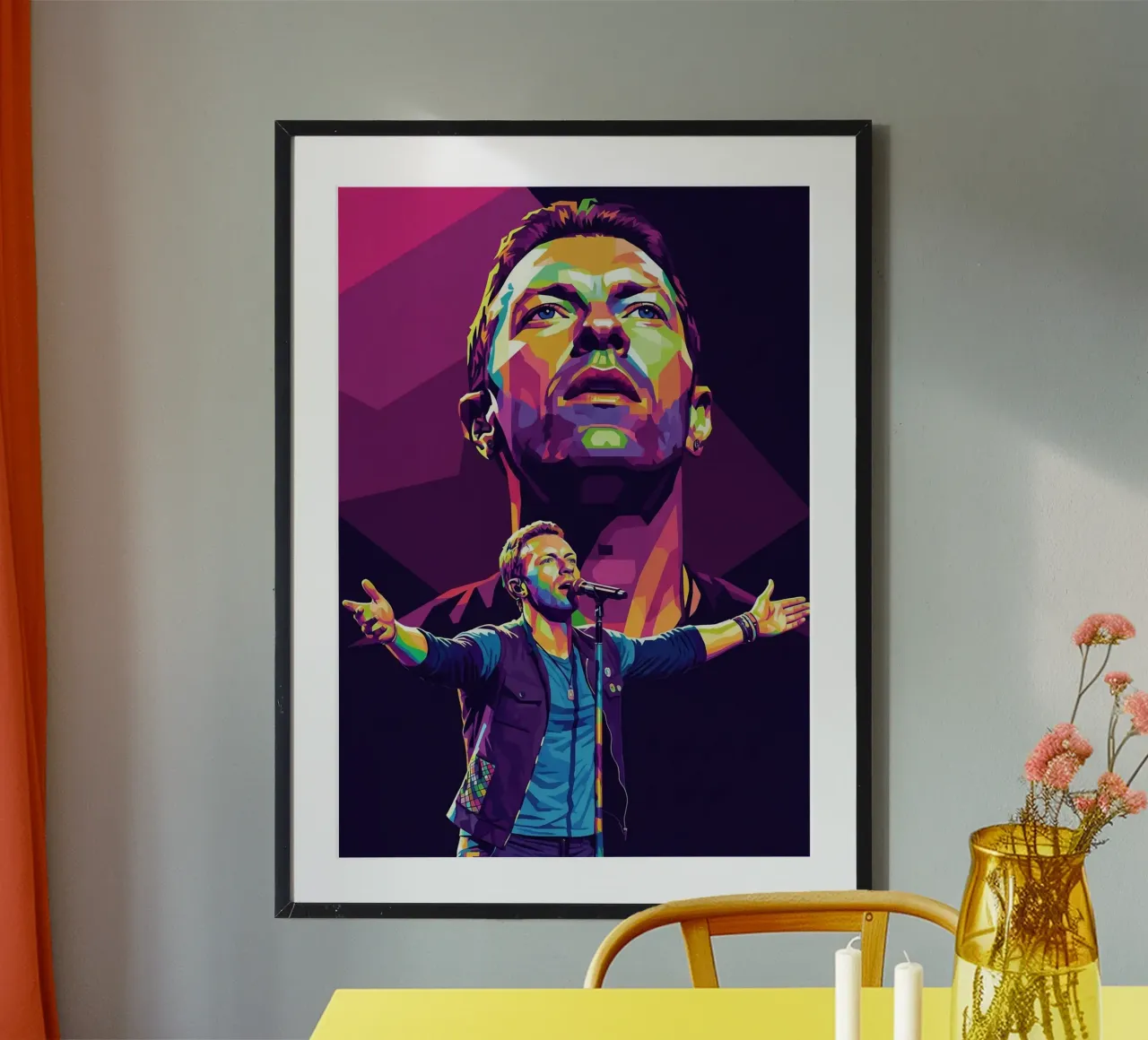 Chris Martin - Coldplay #3 poster con telaio in legno da Hantamrata