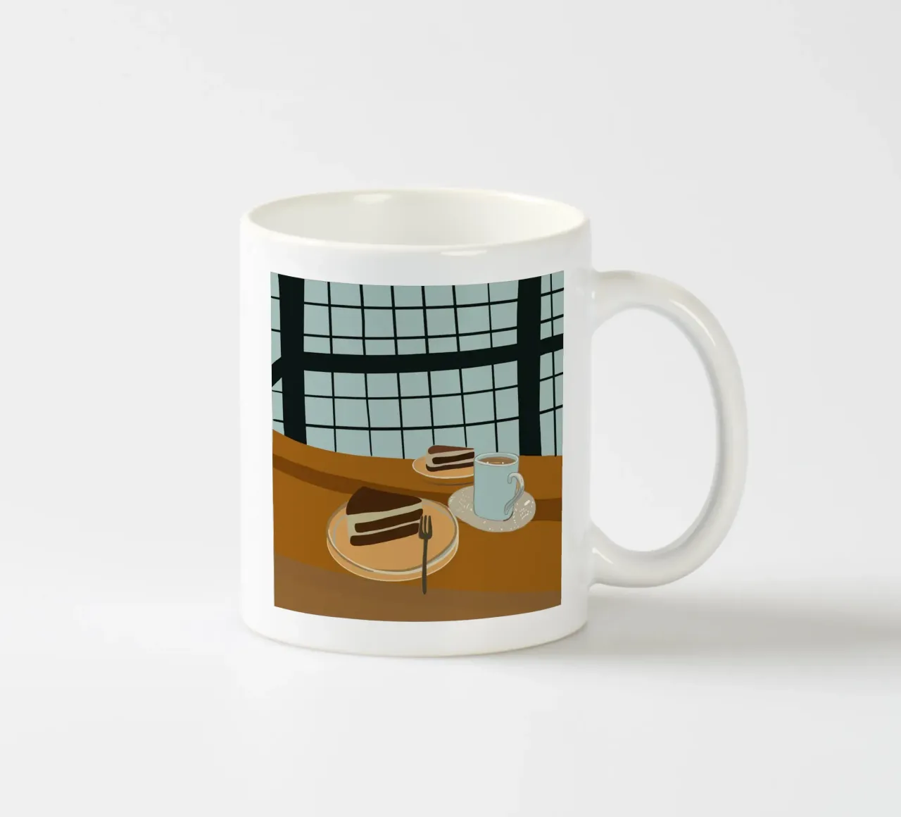 Natura morta di un piatto di tiramisù tazza in ceramica da gulsengunel