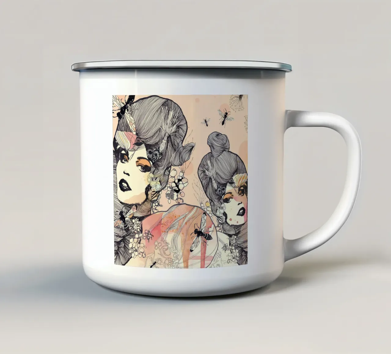 wasps taza de esmalte de Giulio Iurissevich