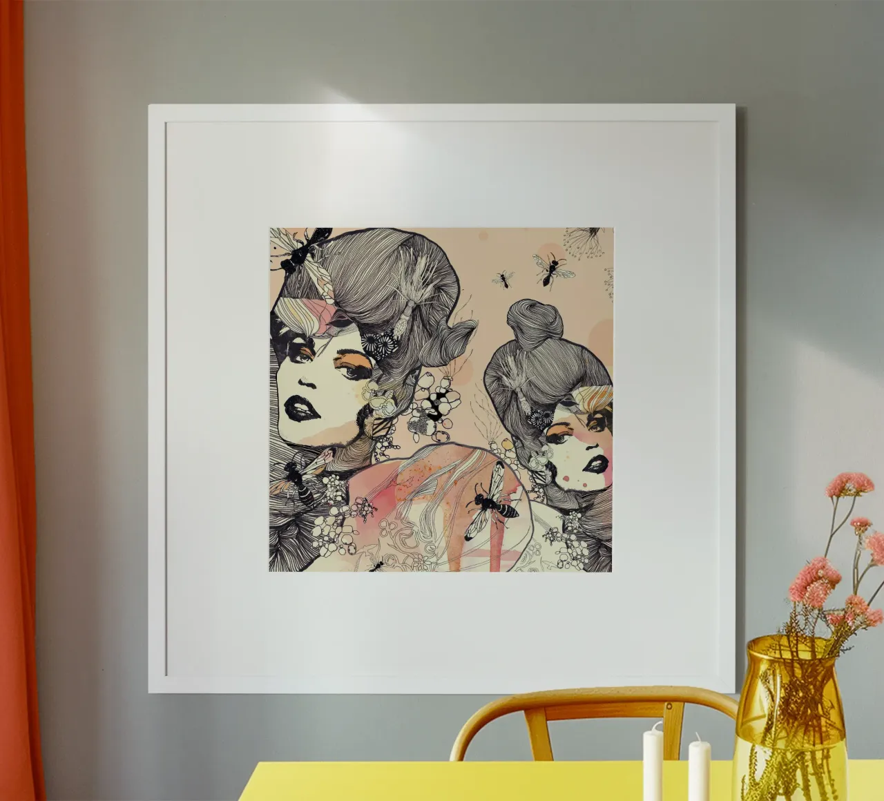 wasps poster con telaio in legno da Giulio Iurissevich