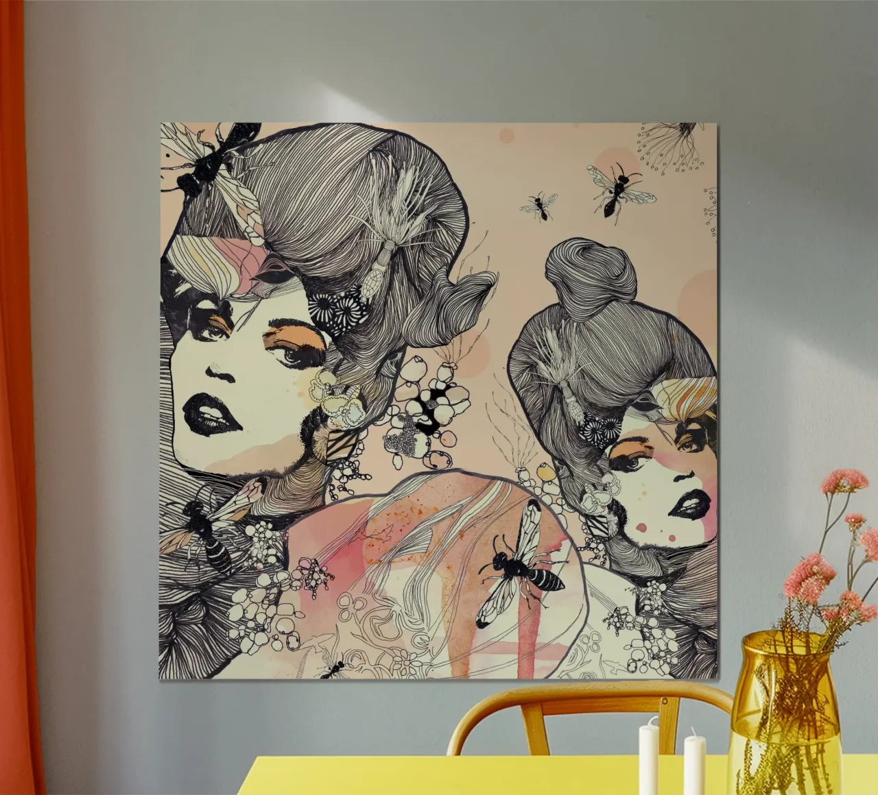 wasps poster con telaio in legno da Giulio Iurissevich