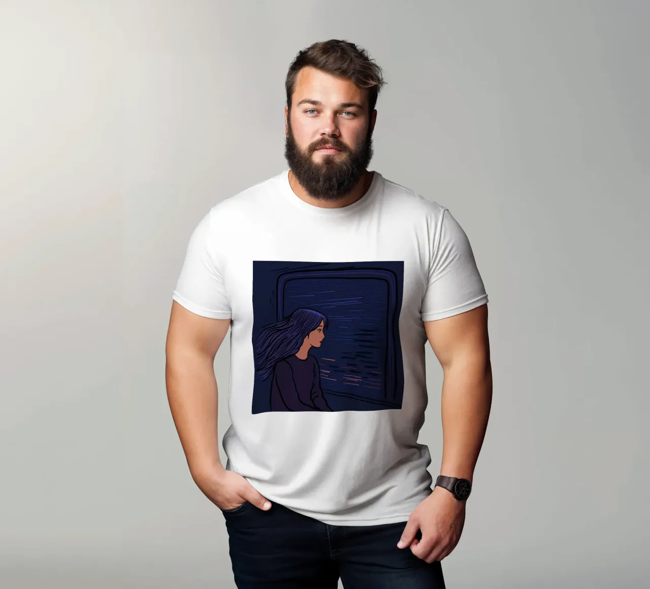 Ragazza in viaggio su un treno t-shirt da gulsengunel