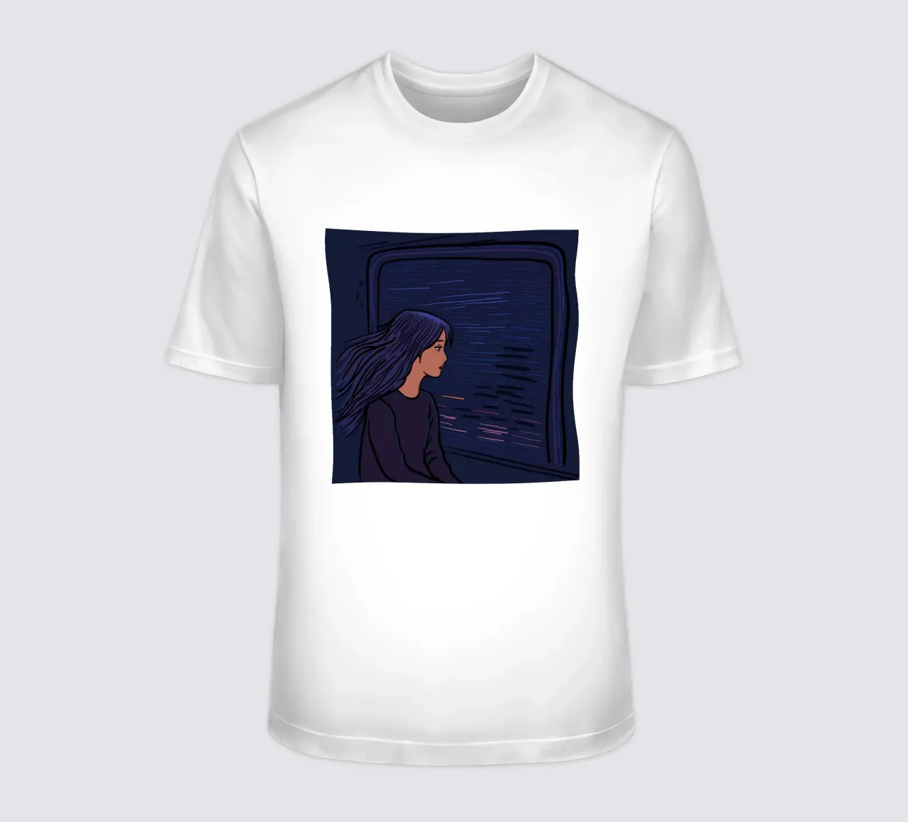 Ragazza in viaggio su un treno t-shirt da gulsengunel