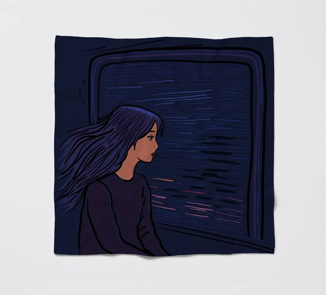 Ragazza in viaggio su un treno coperta in pile da gulsengunel