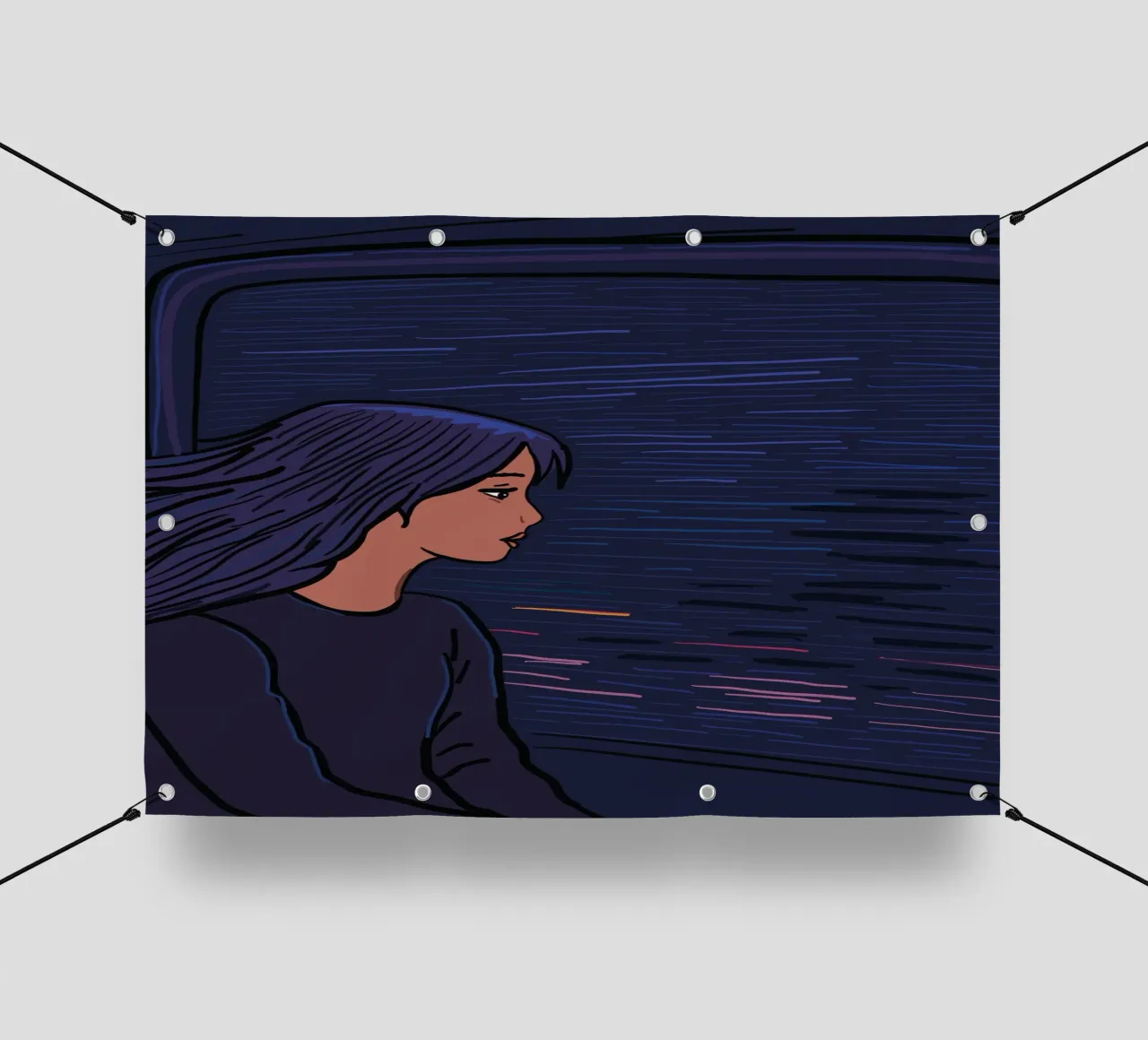 Ragazza in viaggio su un treno telo in pvc da gulsengunel