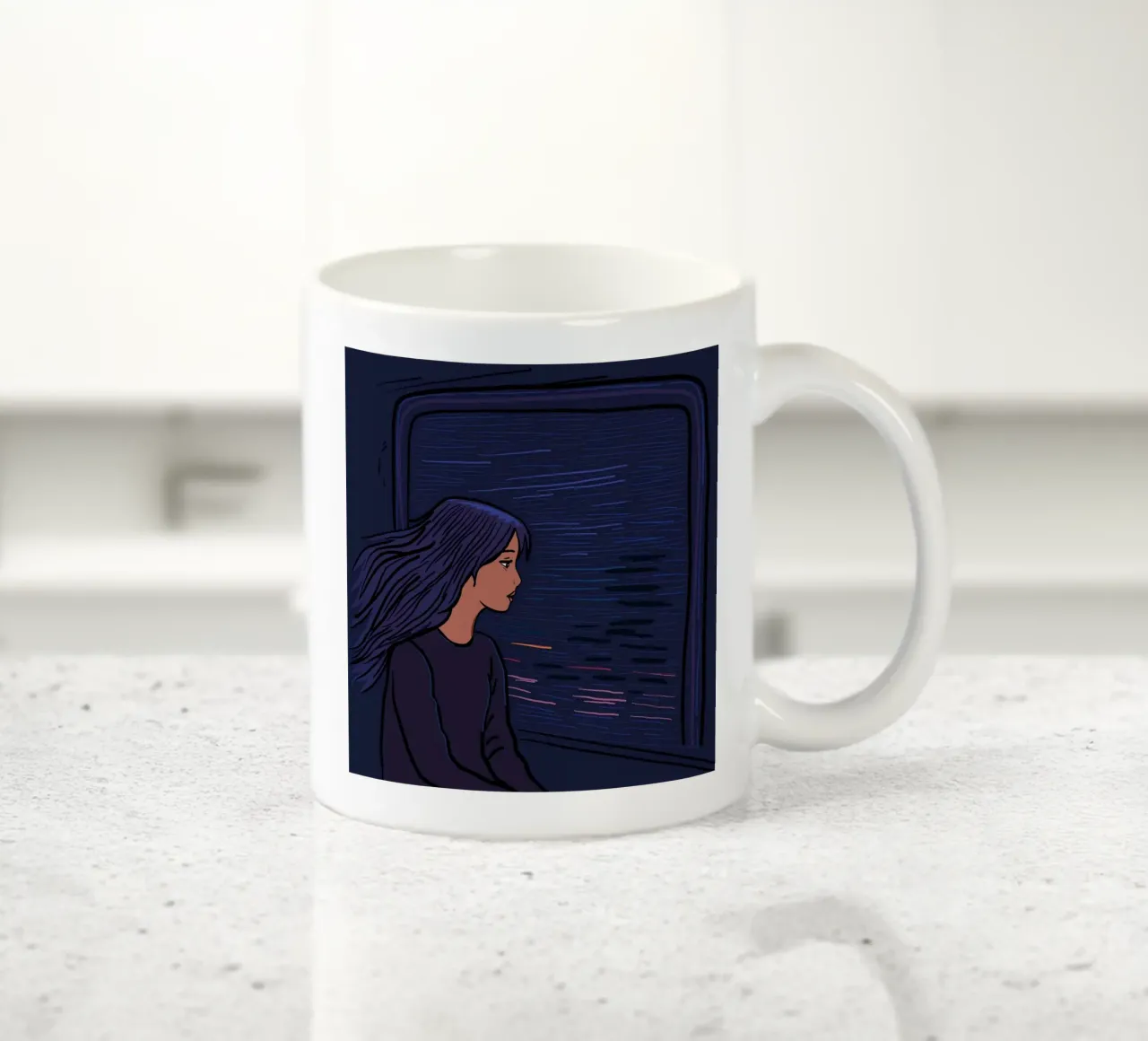 Ragazza in viaggio su un treno tazza in ceramica da gulsengunel
