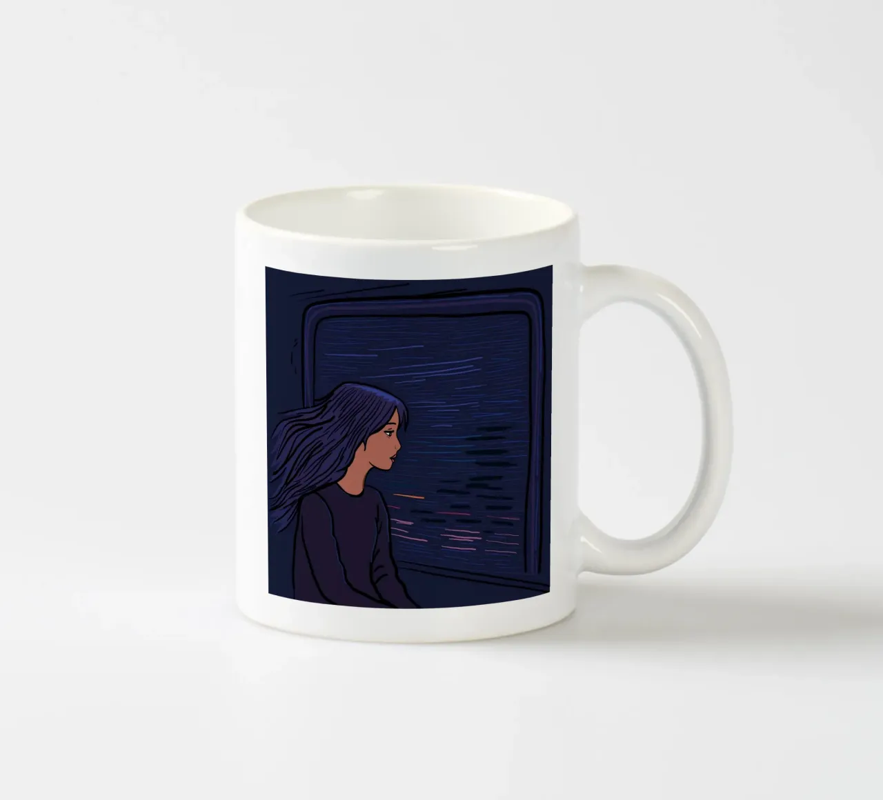 Ragazza in viaggio su un treno tazza in ceramica da gulsengunel